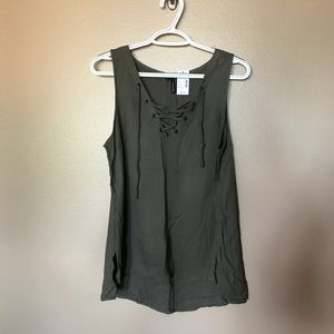 Olive green criss-cross tank